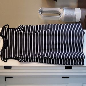 Navy and white striped dress
